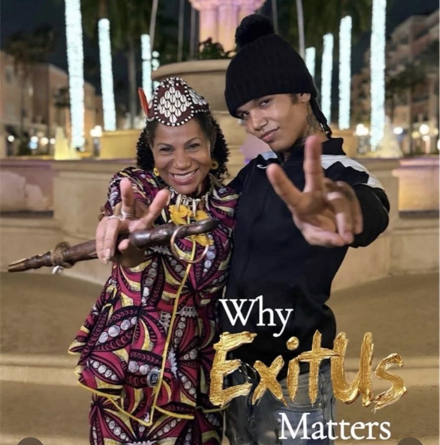 Her Royal Majesty Queen Diambi Kabatusuila Tshiyoyo Muata and Skyy ZNO with the words Why ExitUs Matters